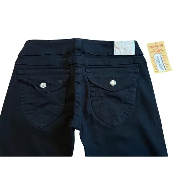 NWT Vintage Y2K True Religion Joey Lowrise Bootcut Black Jeans w/ Crystals 27 - Picture 6 of 7